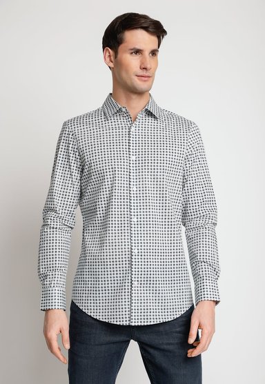 CAMISA HOMBRE STRETCH ESTAMPADA BLANCO - 1