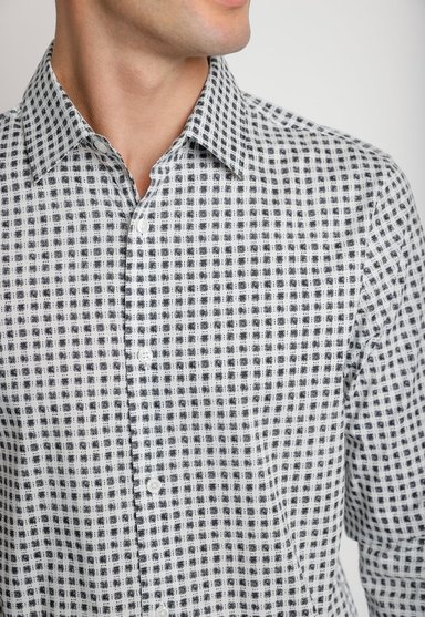 CAMISA HOMBRE STRETCH ESTAMPADA BLANCO - 3