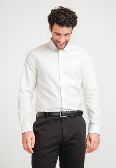 CAMISA HOMBRE DOBBY BEIGE - 1