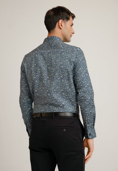 CAMISA HOMBRE MANGA LARGA STRETCH ESTAMPADA GRIS OSCURO - 2