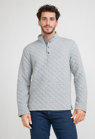 POLERON HOMBRE CUELLO ALTO GRIS MELANGE - 1