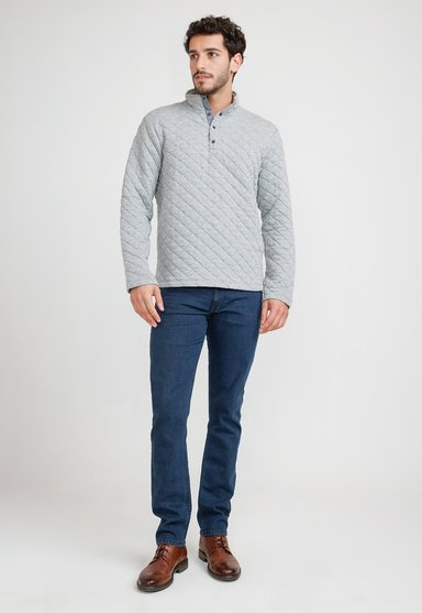POLERON HOMBRE CUELLO ALTO GRIS MELANGE - 4