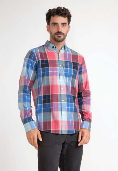 CAMISA HOMBRE A CUADROS AZUL - 1
