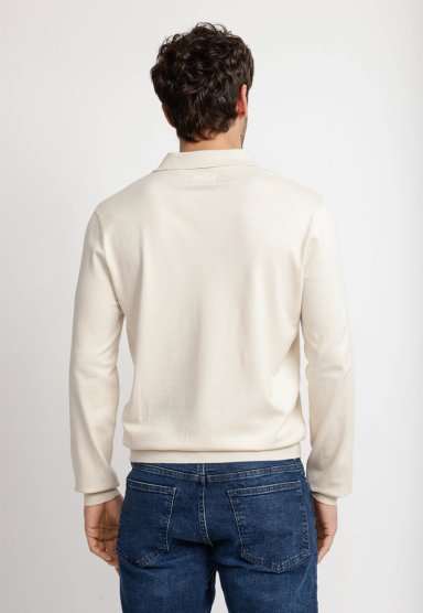 SWEATER HOMBRE CUELLO POLO BEIGE - 2