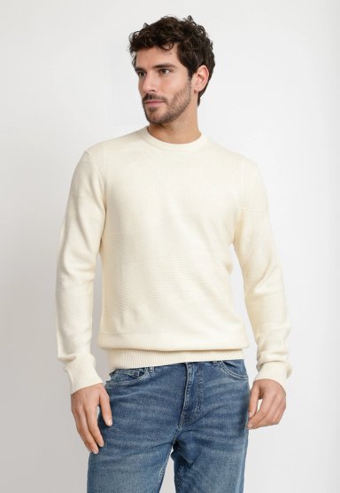 SWEATER HOMBRE CUELLO REDONDO BEIGE - 1