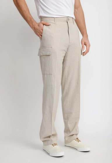 PANTALON HOMBRE LINO CARGO NATURAL - 1