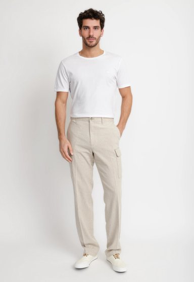 PANTALON HOMBRE LINO CARGO NATURAL - 4