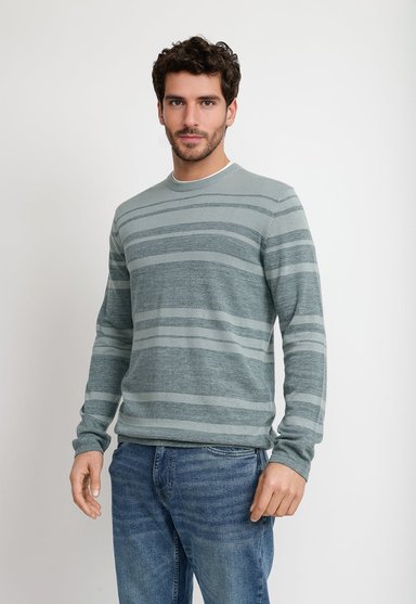 SWEATER HOMBRE CUELLO REDONDO VERDE AGUA - 1