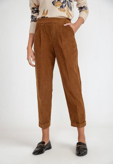 PANTALON COTELE  MUJER ALGODON CAMEL - 1