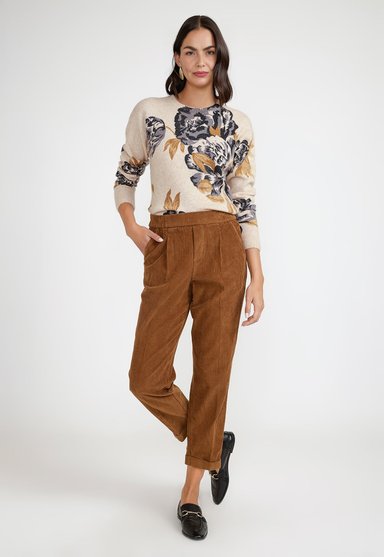 PANTALON COTELE  MUJER ALGODON CAMEL - 4