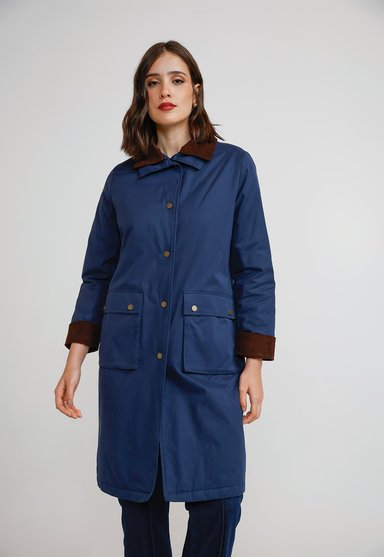 PARKA LARGA MUJER ALGODON Y POLIE STER AZUL - 1