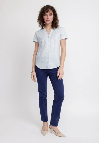 BLUSA MUJER KEIKO LINO CELESTE - 4