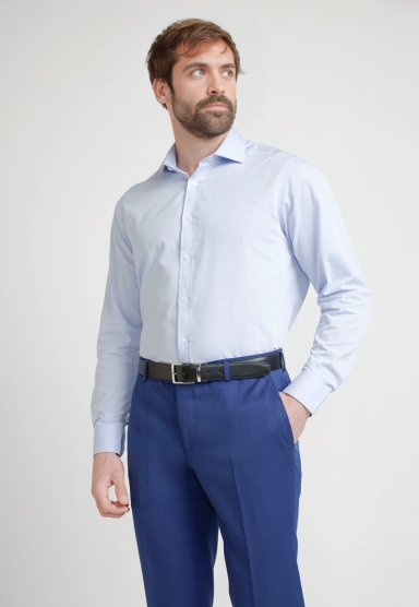 CAMISA FORMAL HOMBRE MEZCLA ALGODON REGULAR EXECUTIVE AZUL - 1