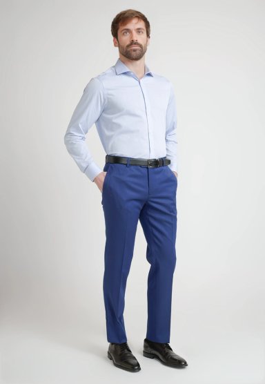 CAMISA FORMAL HOMBRE MEZCLA ALGODON REGULAR EXECUTIVE AZUL - 4