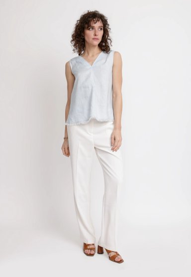 BLUSA MUJER GIA LINO CELESTE - 4