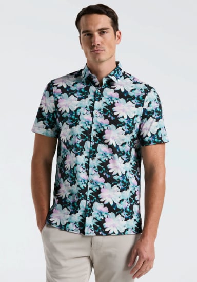 CAMISA HOMBRE MANGA CORTA ESTAMPADA NEGRO - 1