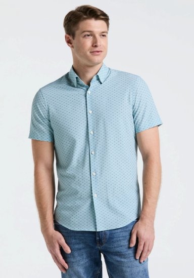 CAMISA HOMBRE MANGA CORTA TOTAL STRETCH VERDE AGUA - 1