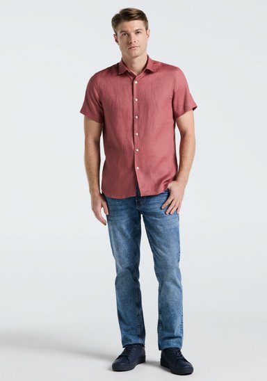 CAMISA HOMBRE LINO MANGA CORTA ROUGE - 4