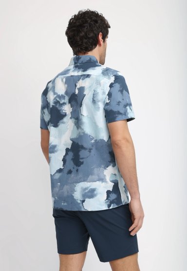 CAMISA HOMBRE MANGA CORTA ESTAMPADA AZUL - 2