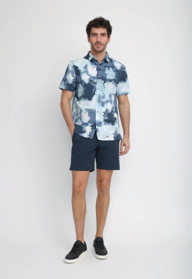 CAMISA HOMBRE MANGA CORTA ESTAMPADA AZUL - 4