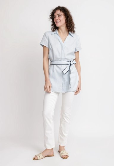 BLUSA MUJER PAU LINO CELESTE - 4