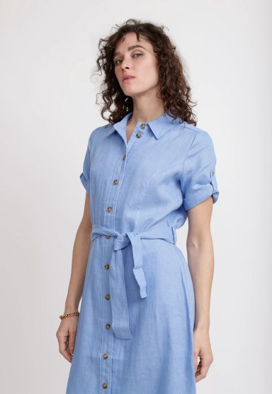 VESTIDO MUJER SEVILLA LINO CELESTE - 1