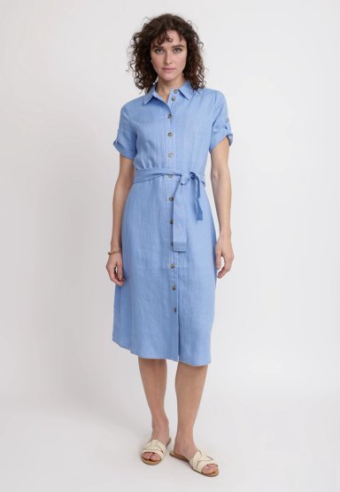 VESTIDO MUJER SEVILLA LINO CELESTE - 4
