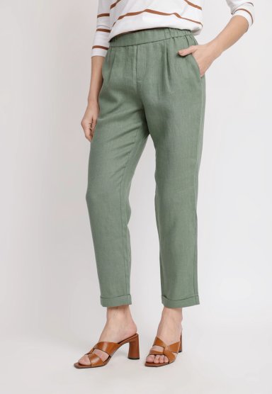 PANTALON MUJER CLARA LINO VERDE - 1