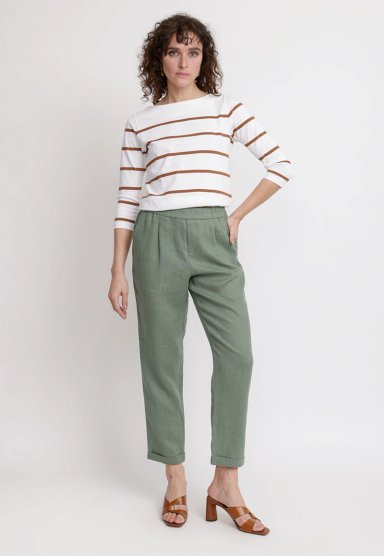 PANTALON MUJER CLARA LINO VERDE - 4