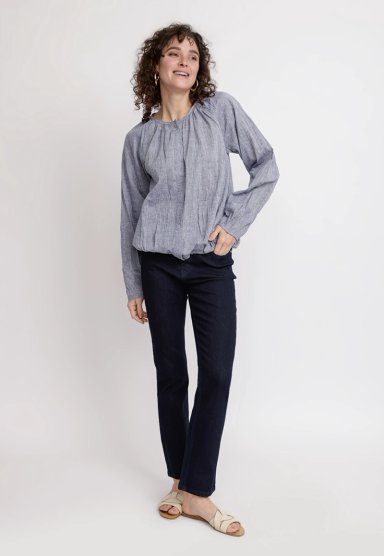 BLUSA MUJER OLIVIA LINO NAVY - 4