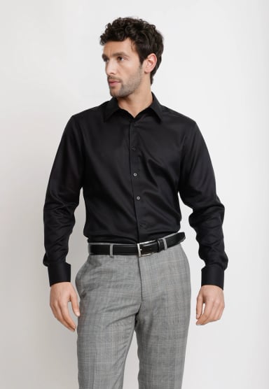 CAMISA HOMBRE FORMAL ALGODON NON IRON NEGRO - 1