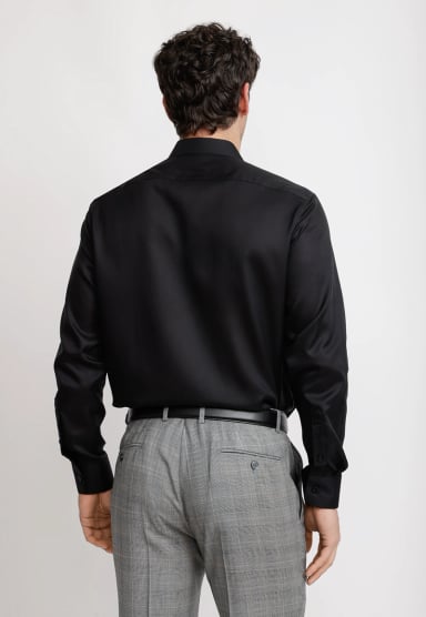 CAMISA HOMBRE FORMAL ALGODON NON IRON NEGRO - 2