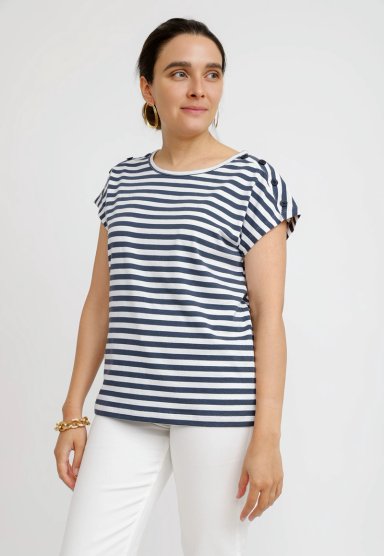 POLERA MUJER BILBAO ALGODON PERUANO MARINO - 1