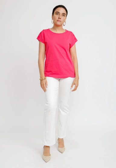 POLERA MUJER BILBAO ALGODON PERUANO FUCSIA - 4