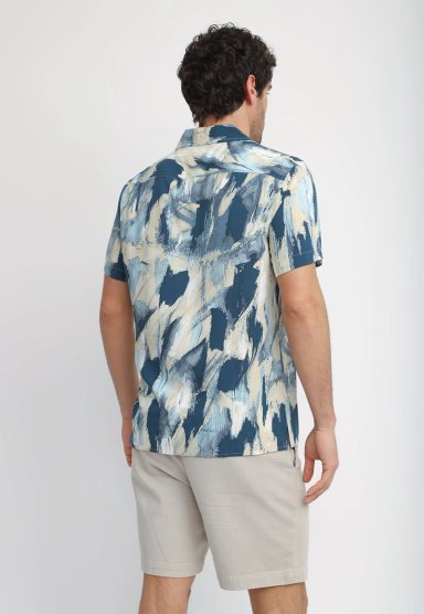 CAMISA HOMBRE MANGA CORTA ESTAMPADA AZUL - 2