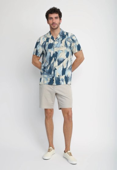 CAMISA HOMBRE MANGA CORTA ESTAMPADA AZUL - 3