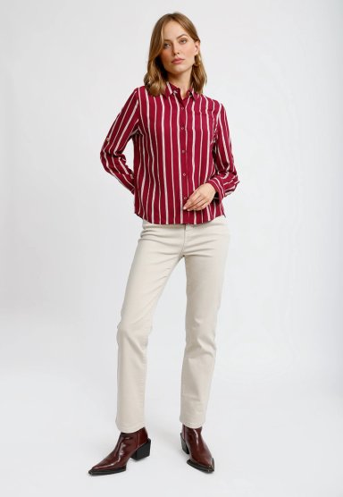 BLUSA RAYADA BURDEO ABELINA MUJER - 4