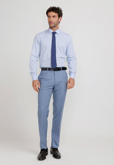 CAMISA HOMBRE FORMAL ALGODON ANIVERSARIO CELESTE - 4