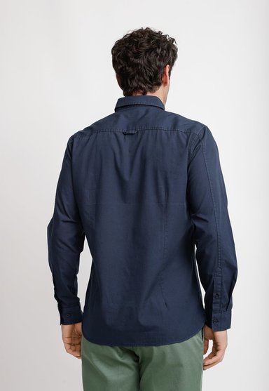 CAMISA LISA ALGODON BASILIO AZUL MARINO - 2