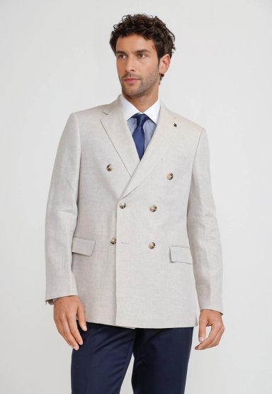 CHAQUETA HOMBRE FORMAL CRUZADA LINO MIX&COLOR BEIGE - 1
