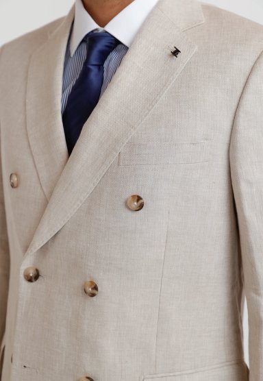 CHAQUETA HOMBRE FORMAL CRUZADA LINO MIX&COLOR BEIGE - 3