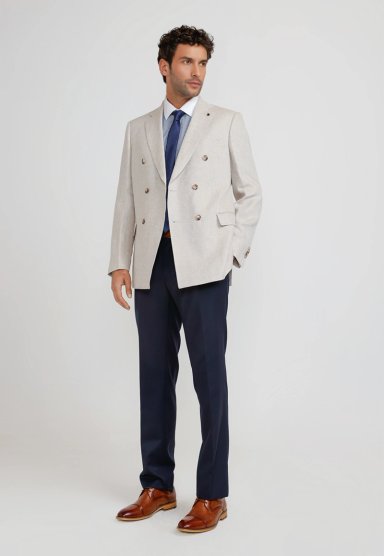 CHAQUETA HOMBRE FORMAL CRUZADA LINO MIX&COLOR BEIGE - 4