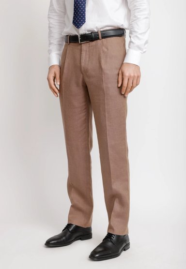 PANTALON HOMBRE FORMAL LINO MIX&COLOR CAFE - 1