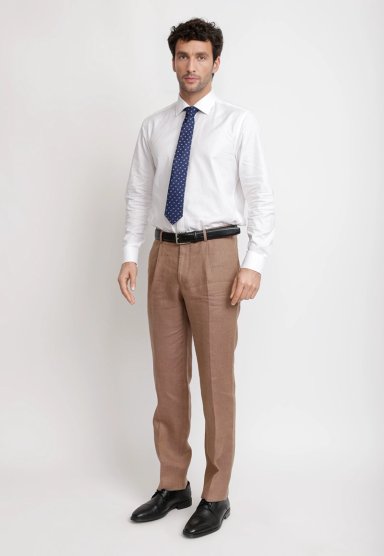 PANTALON HOMBRE FORMAL LINO MIX&COLOR CAFE - 4