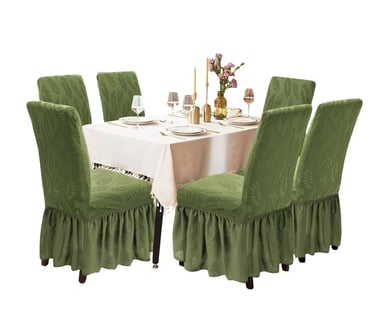 FUNDA PACK 6 SILLA TURCAS CON DISEÑO HOJAS H5 VERDE - 1