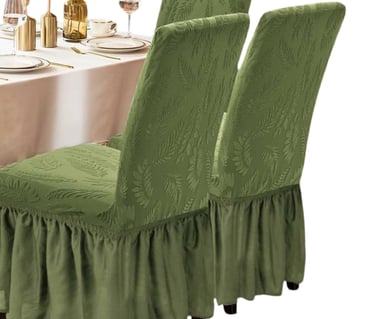 FUNDA PACK 6 SILLA TURCAS CON DISEÑO HOJAS H5 VERDE - 2
