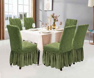 FUNDA PACK 6 SILLA TURCAS CON DISEÑO HOJAS H5 VERDE - 3