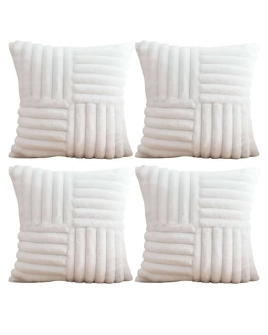 PACK DE 4 FUNDAS PELUDA EMPALMADA EN COLOR BLANCO - 2