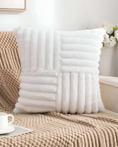 PACK DE 4 FUNDAS PELUDA EMPALMADA EN COLOR BLANCO - 3