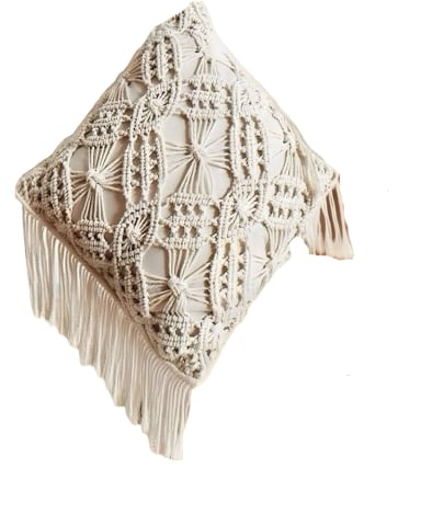SET DE 4 FUNDAS DE COJIN ESTILO BOHEMIO 45X45 CM BLANCO 06 - 2